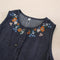 Embroidered Denim Overall Dress