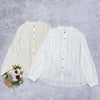 Colorful Buttons Cotton Lace Blouse