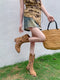 Hollow-Out Stars Cowhide Leather Boots
