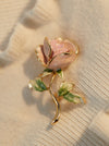 Vintage Enamel Rose Brooch