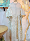 Puffy Sleeve Lace Trim Dress