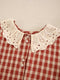 Cute Lace Collar Plaid Blouse