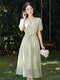 V Neck Puffy Sleeve Dress