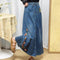 Floral Embroidered Denim A Shape Skirt