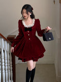 Vintage Red Velvet Mini Dress