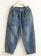 Washed Denim Crop Pants