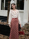 Romantic Ruffled Sleeve Embroidery Shirt + Plaid Fishtail Skirt 2pcs Set