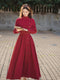 Stand Collar Button Up Corduroy Dress