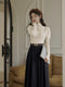 Puffy Sleeve Mock Neck Top + Pleated Skirt