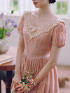 Lace Collar Pink Vintage Dress
