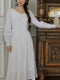 Royal V-neck Lace Trim Ivory Dress