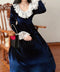 Lace Collar Velvet Regency Era Dress