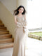 Elegant 3D Floral Knitted Dress + Cardigan 2pcs Set