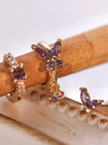 Purple Butterfly CZ Diamond Earrings 3pcs