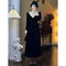 Vintage Elegant Lace Velvet Fake 2pcs Dress