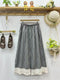 Lace Hem Checkered Crop Pants