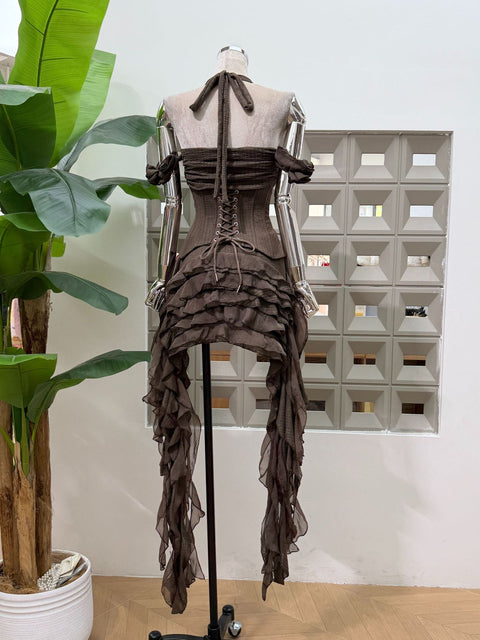 Strapless Dress With Ribbon Ties（Pair With Matching-Colored Leggings） - The Cottagecore