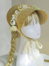 Lolita Lace Up Floral Straw Bonnet Hat