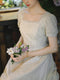 Square Neckline White Vintage Dress