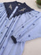 Embroidered Collar Striped Dress