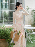 Lace Shirt + Floral Slip Dress 2pcs Set