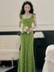 Lace Trim Collar Flare Sleeve Dress