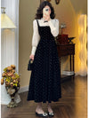 Vintage Faked 2pcs Lace Long Sleeve Dress