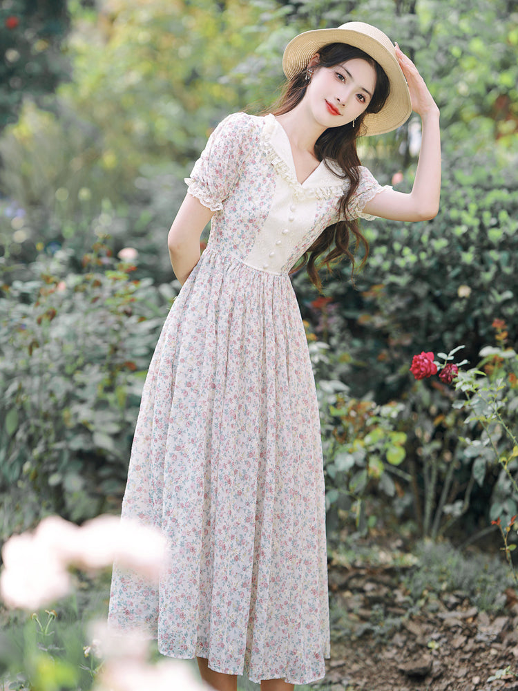 Cottagecore Vintage Floral Dress– The Cottagecore
