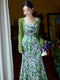 Romantic Neck Floral Slip Dress + Cardigan