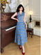 Floral Embroidered V Neck Vintage Dress
