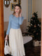 Romantic V Neck Knit Top + Lace Skirt