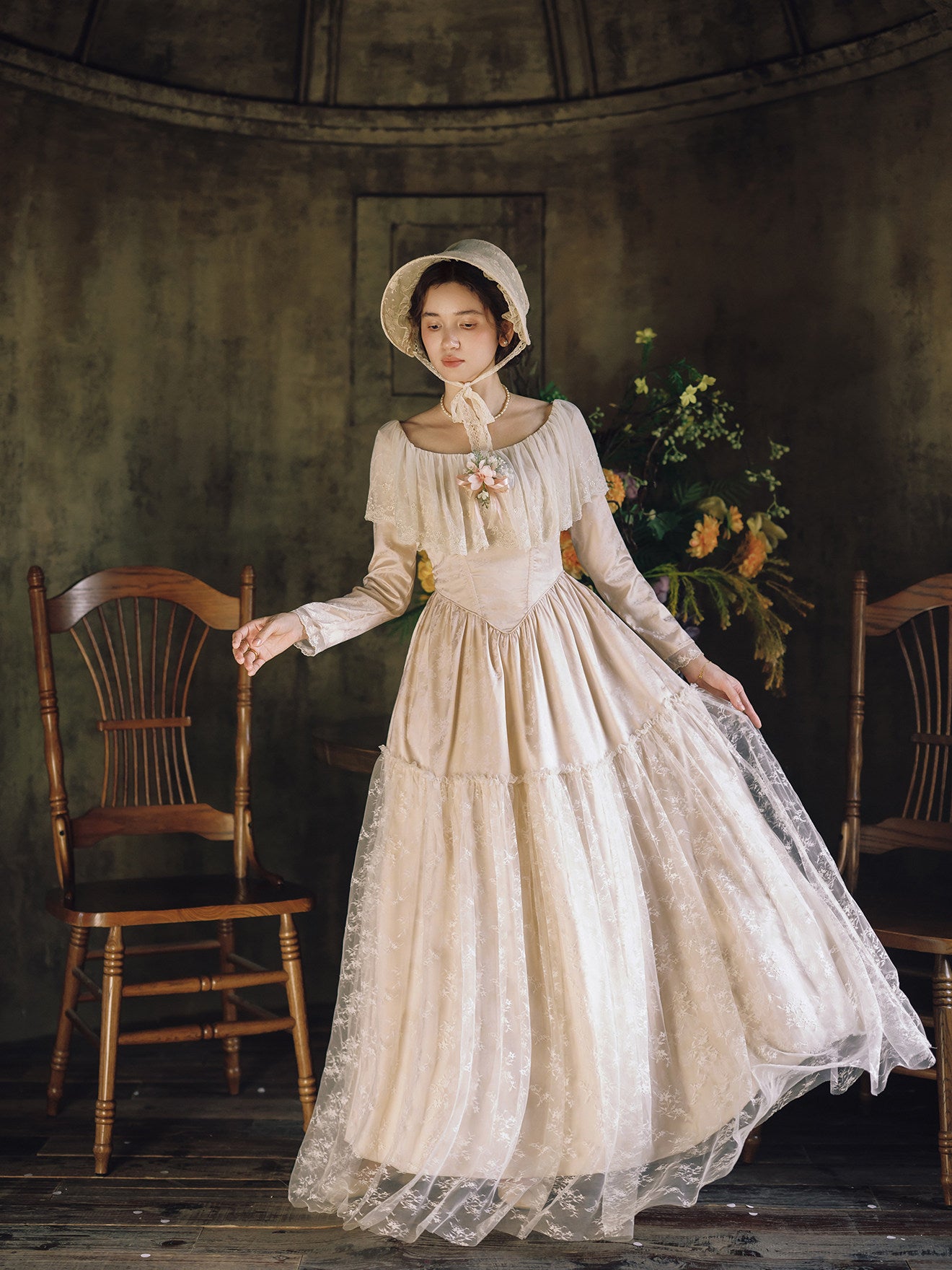 Victorian Lace Wedding Dress (Brooch Included)– The Cottagecore