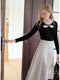 Elegant Knitted Top + Embroidered Skirt