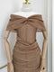 Brown Cross Bust Prom Dress