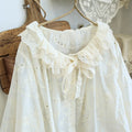 Lace Collar Embroidered Cotton Blouse