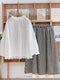 Lace Hem Checkered Skirt