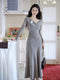 Romantic V Neck Fishtail Dress