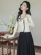 Romantic Lace Trim Knit Cardigan + Vest + Long Skirt 3pcs Set