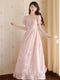 Embroidered Pink Princesscore Maxi Dress