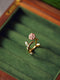 Vintage Enamel Rose Open Ring