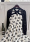 Vintage Cut-Out Collar Rose Dress