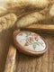 Hand Embroidered Wood Frame Brooch