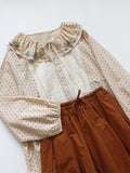 Cute Linen Dot Embroidered Blouse