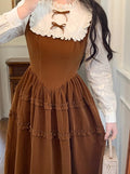 Stand Lace Collar Patchwork Dress