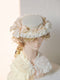 Lace Trim Flower Bow Hat