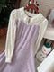 French Lace  Puffy Sleeve Faked 2pcs Dress