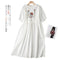 Cotton Embroidered Lace Collar Drawstring Dress