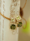 Double Olivine CZ Diamond Earrings