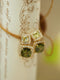 Double Olivine CZ Diamond Earrings