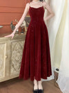 French Wine Red Slip Dress